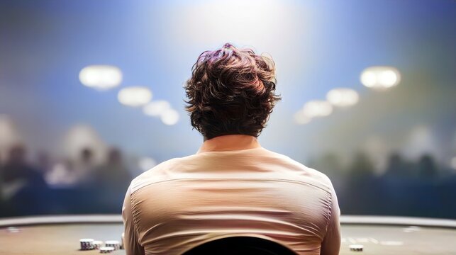 High-stakes poker game at casino table player focused nighttime intense atmosphere