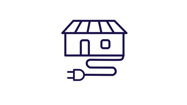 Electric plug connects to house icon symbolizing energy supply and consumption for home and smart living concept