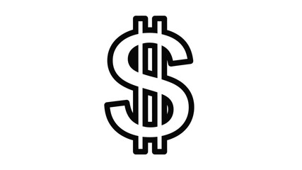 Obraz premium Simple black and white illustration of a dollar sign silhouette