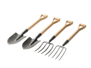 Garden tools set isolated on transparent background