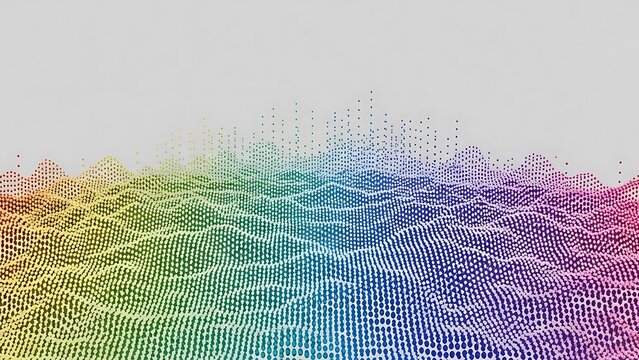 Rainbow digital landscape grid data visualization - Powered by Adobe