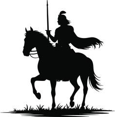Medieval Knight on Horseback Silhouette