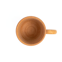 Top View Handcrafted Natural Beechwood Mug - Minimalist Round Wooden Cup with Sturdy Side Handle