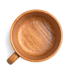 Top-Down View Handcrafted Natural Wood Coffee Mug - Rustic Beechwood Cup with Sturdy Handle
