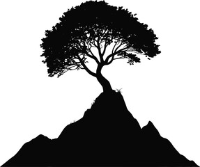 Solitary Tree On Rugged Peak