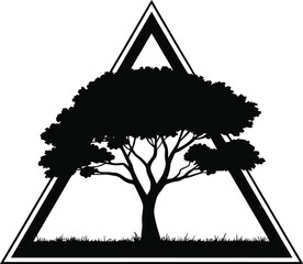 Tree Silhouette in Triangle Frame