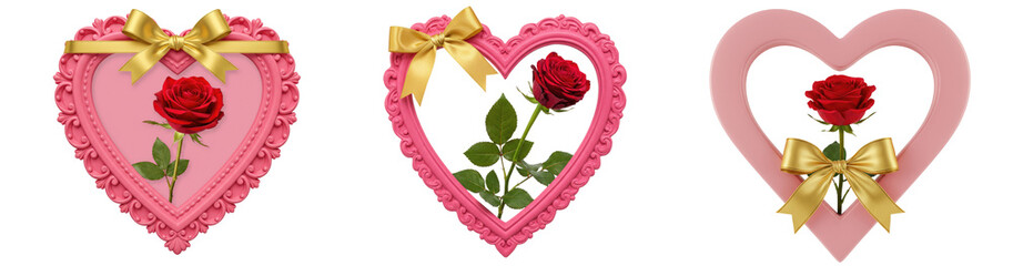 Heart Frames With Rose Transparent Background  
