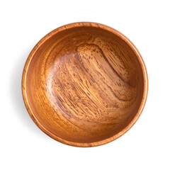 Overhead View of Polished Natural Wood Serving Bowl - Rustic Jujube Wood Grain Decorative Dish