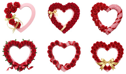 Rose Heart Wreath Set Transparent Background  
