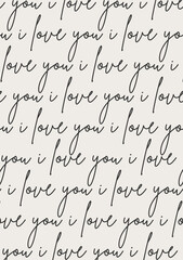 Valentine greeting card, love text lettering, wall art poster