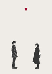 Romantic Valentines Day card, love couple wall art, printable postcard