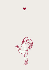 Romantic Valentines Day card, love couple wall art, printable postcard