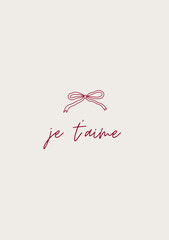 Valentine greeting card, love text lettering, wall art poster