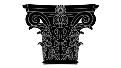 White Corinthian column capital with acanthus leaves and scrolls Corinthian order