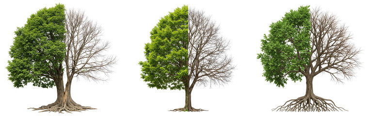 Seasons Split Tree Concept Transparent Background  
