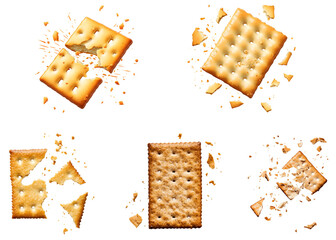 Crispy Crackers Exploding Set Transparent Background  
