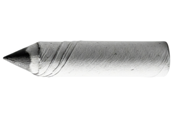 Close-up of sharpened black charcoal pencil tip for drawing art on a transparent background