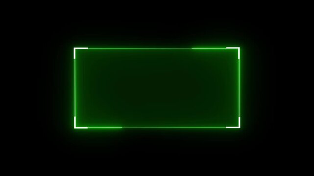 Futuristic neon HUD callout frame for digital interface. Sci fi HUD lower third with copy space for broadcast titles. Neon UI screen overlay for gaming and news use. News mocup frame, hud elements.
