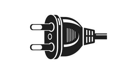A striking black and white illustration of an electrical plug clearly defined silhouette © AL-AMIN