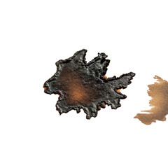 Obraz premium Two pieces of burnt food on a transparent background with crispy edges and dark brown color