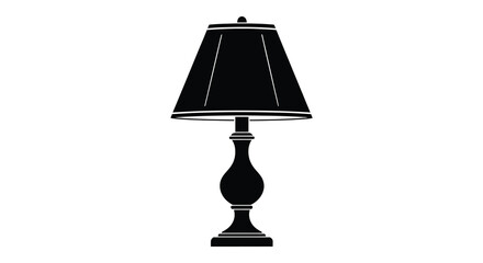 A detailed depiction of a classic table lamp rendered in a striking black silhouette © AL-AMIN