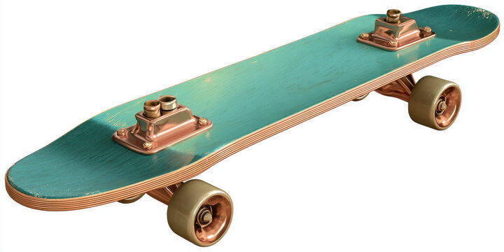 Vintage-Inspired Skateboard Clip Art on White Background, Perfect for Retro Designs and Urban Fashion Projects - Powered by Adobe