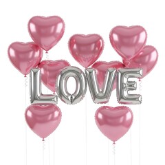 Love balloon bouquet isolated on white background