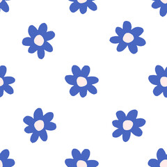 seamless floral pattern with blue flowers