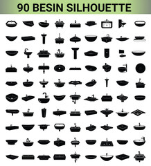Basin Silhouette Vector Collection for Bathroom, Kitchen Sink and Plumbing Design Elements