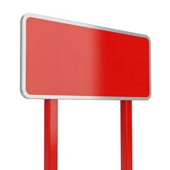 Blank red road sign isolated on white background