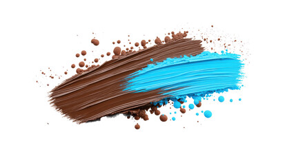 Brown and Blue Brush Strokes on Transparent Background