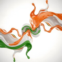 Abstract swirl of orange, green, and white isolated on white background