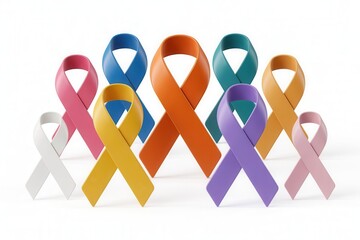 Diverse awareness ribbons symbolizing unity and support