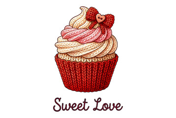 Faux Yarn Crochet Cupcake Png Sweet Love Valentine Sublimation