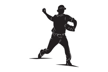 Obraz premium Silhouette of a baseball player in the midst of a pitching motion