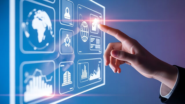 Interactive digital interface showcasing global data analytics - Powered by Adobe