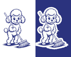 Adorable Dog Doing House Cleaning Artwork