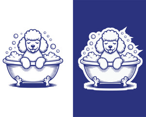 Adorable Dog Relaxing in Bathtub Artwork