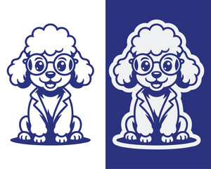 Cute Poodle Wearing Glasses Illustration