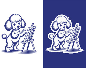 Playful Puppy Drawing on Canvas Illustration