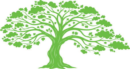 Obraz premium Elegant stylized green tree graphic, representing life, growth, and the enduring power of nature, an ideal organic branding