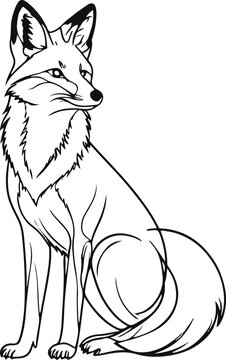 ngle line art of a fox created with elegant curved strokes, minimalist black vector, isolated on white 3