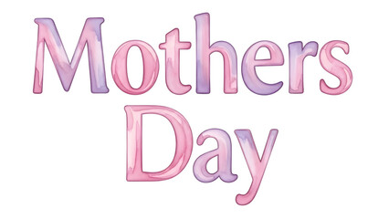 Mothers Day watercolor text with pink and purple gradient lettering transparent background