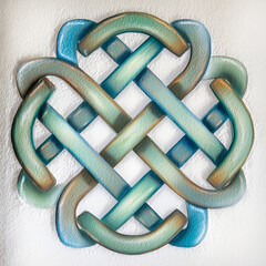 Hand-painted watercolor Celtic knot illustration in blue tones  