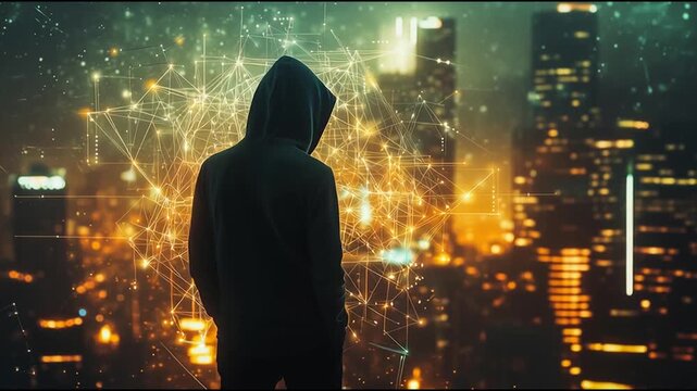 Hackers are planning to hack and attack Zeroday networks and cyber security systems in Smart digital city with connection network reciprocity over the cityscape . Concept of future smart wireless city
