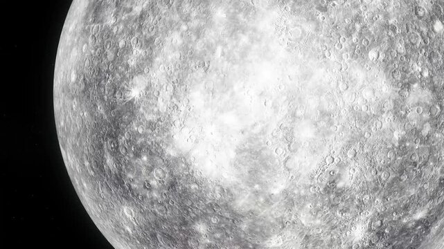 Close-up view of the moon's surface with craters and texture