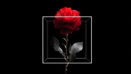 Red rose isolated on black background, red rose, background for greeting, background for card