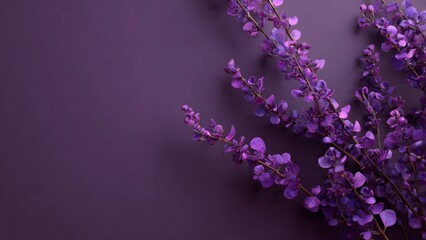 Purple background with lavender flowers. Purple background for a card or text.
