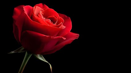 Red rose isolated on black background, red rose, background for greeting, background for card