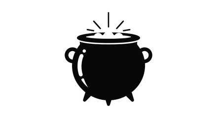 a black cauldron with bubbling contents emitting rays of light a striking silhouette © AL-AMIN